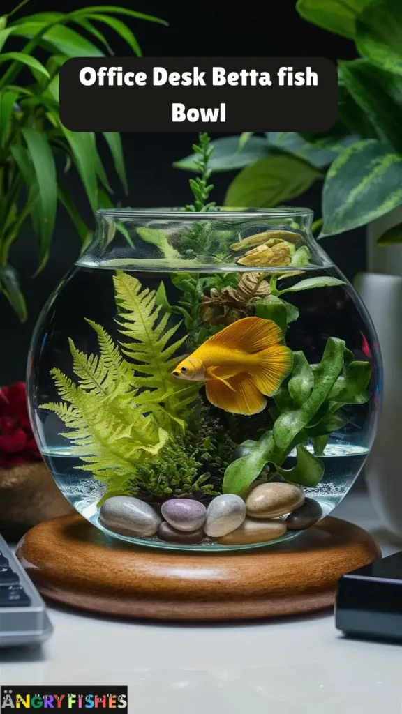 office desk betta fish bowl